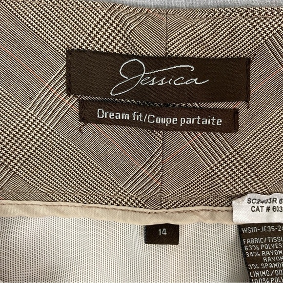 Jessica Dream Fit Pencil Skirt Knee Length Tan Glencheck Sz 14 - Picture 11 of 11